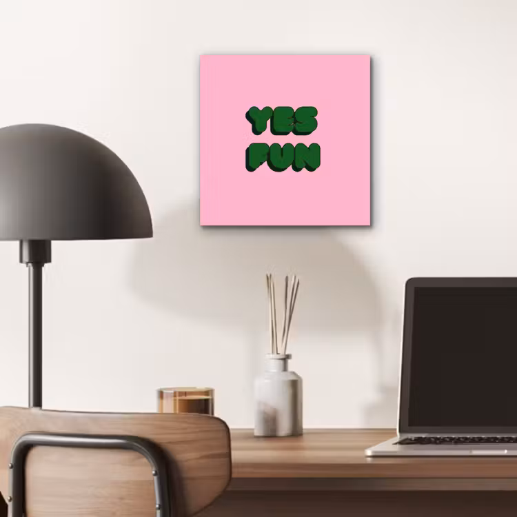 Aluminium schilderij - Yes fun - Groen - Roze — 6