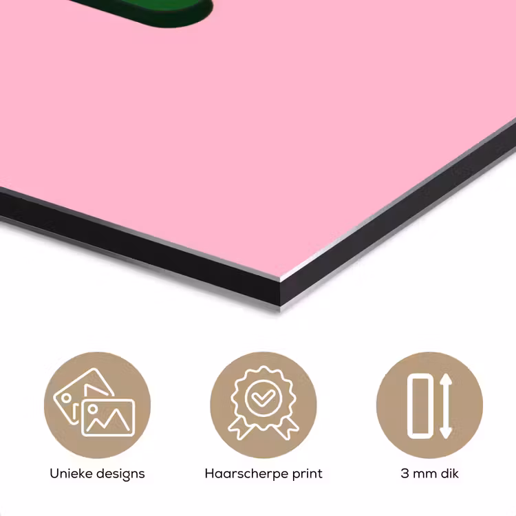 Aluminium schilderij - Yes fun - Groen - Roze — 7