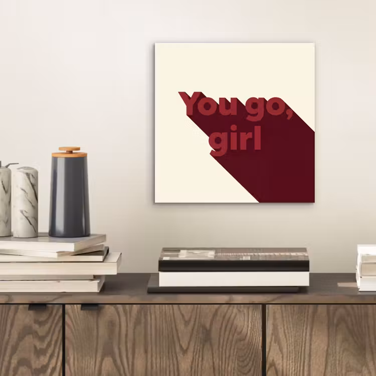 Aluminium schilderij - you go girl - 3D - Rood — 2