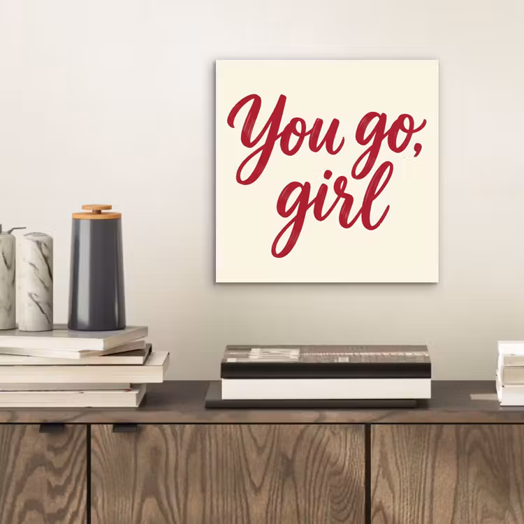 Aluminium schilderij - you go girl - Rood - Wit — 2