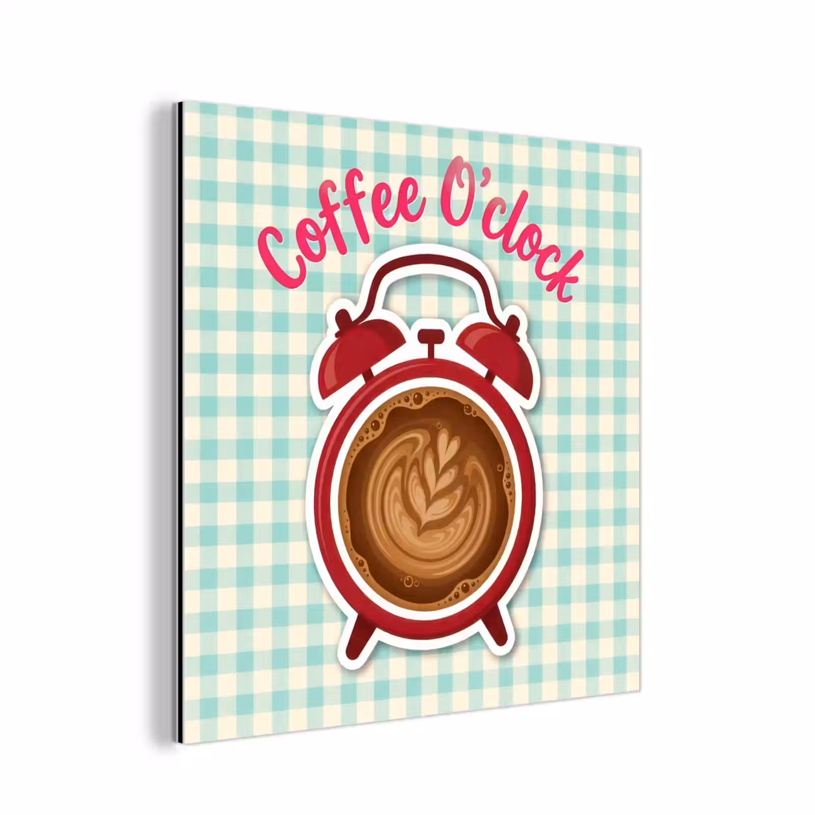 Aluminium schilderij - Koffie - Klok - Groen — 1