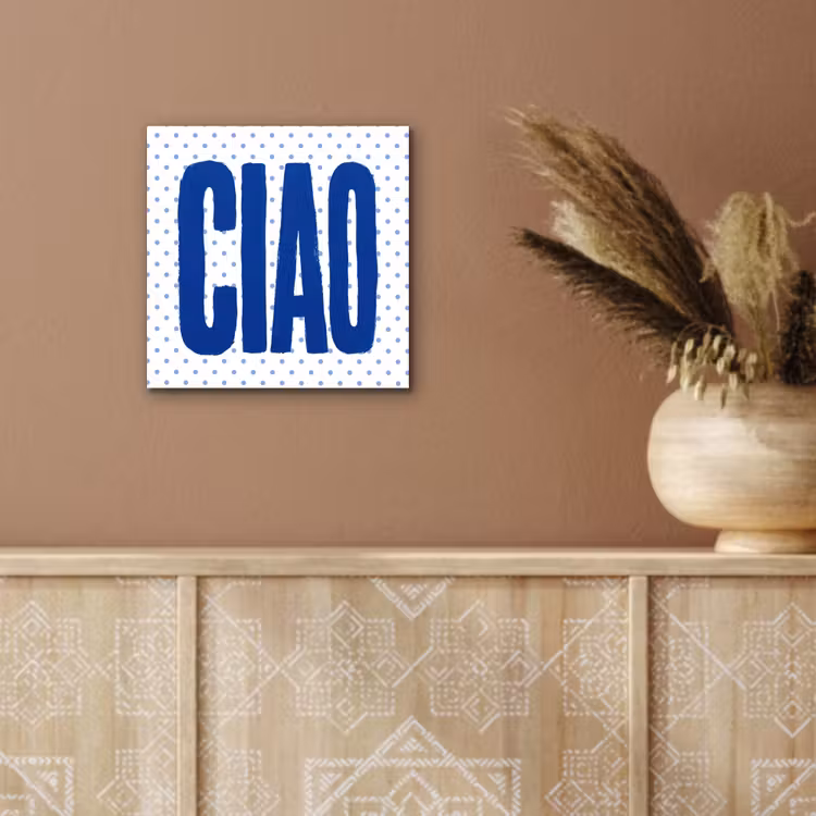 Aluminium schilderij - Ciao - Stippen - Roze - Wit — 5