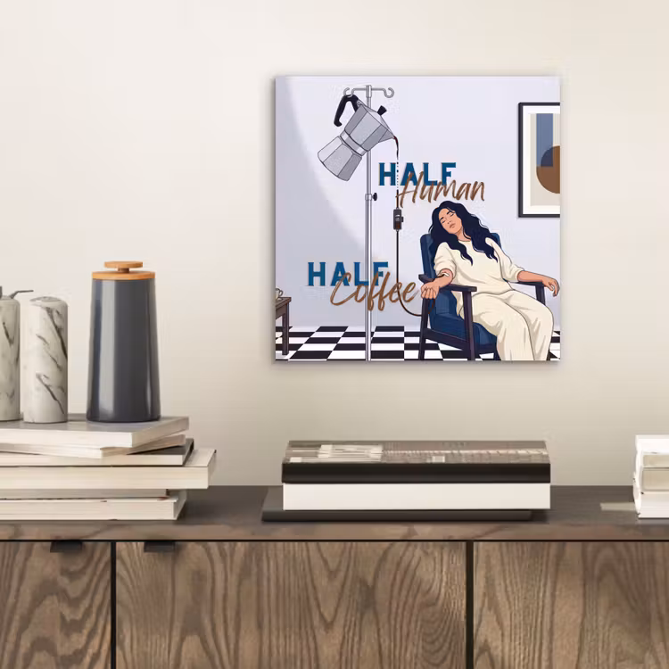 Aluminium schilderij - Half human, Half Coffee - Infuus - Koffie — 2