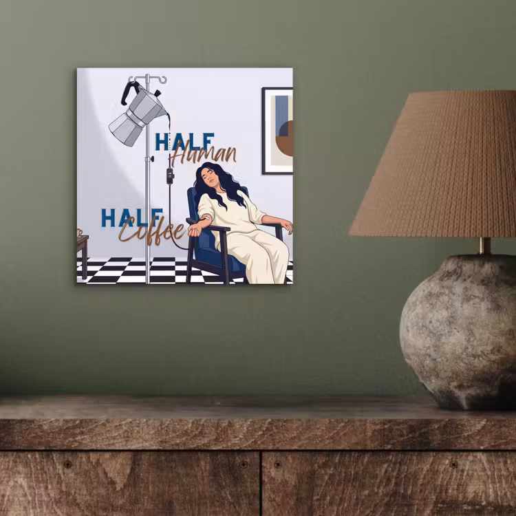 Aluminium schilderij - Half human, Half Coffee - Infuus - Koffie — 3