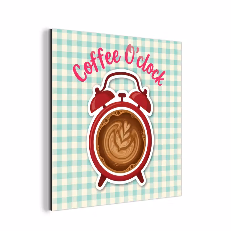Aluminium schilderij - Koffie - Klok - Groen — 1