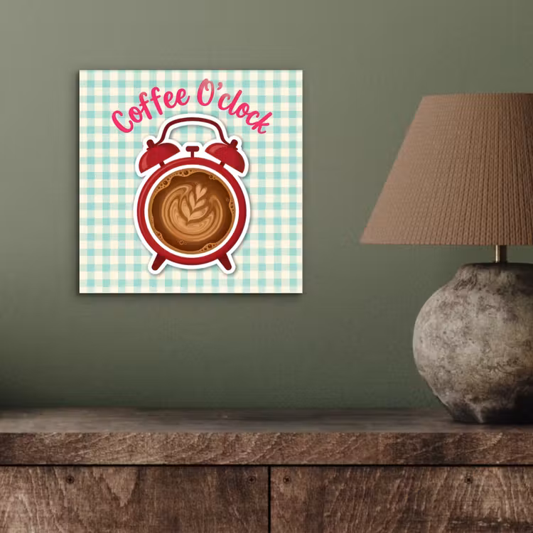 Aluminium schilderij - Koffie - Klok - Groen — 3