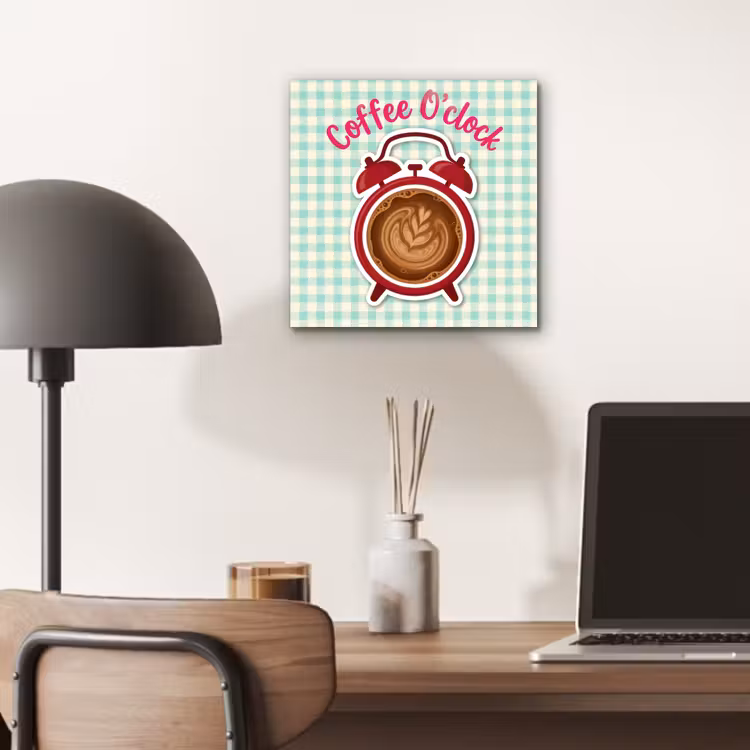 Aluminium schilderij - Koffie - Klok - Groen — 6