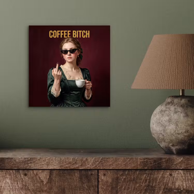 Aluminium schilderij - Koffie - Vrouw - Middelvinger — 3