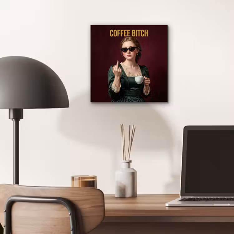 Aluminium schilderij - Koffie - Vrouw - Middelvinger — 6