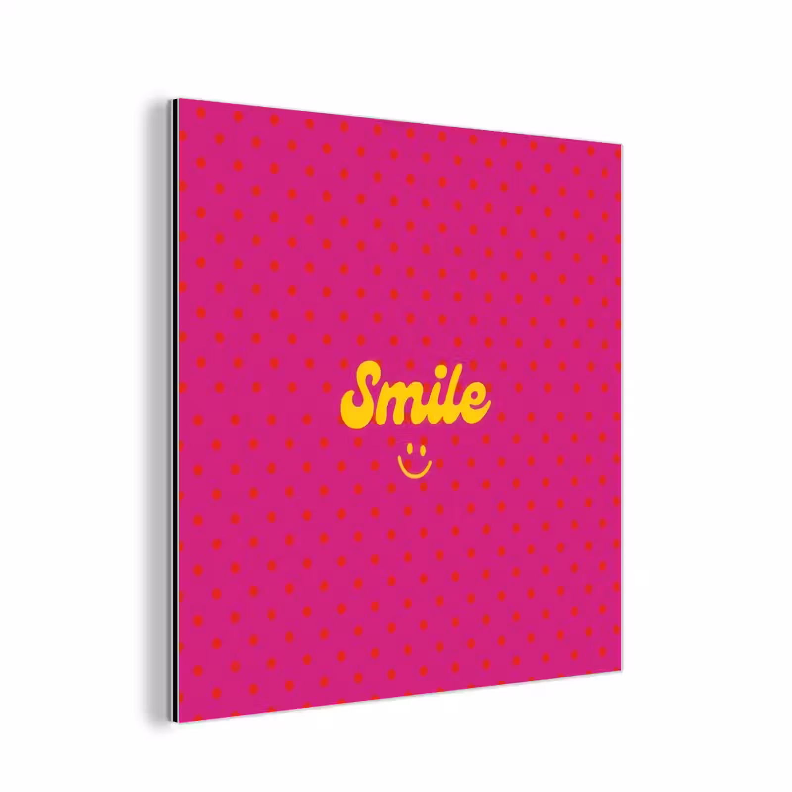 Aluminium schilderij - Smile - Stippen - Roze — 1