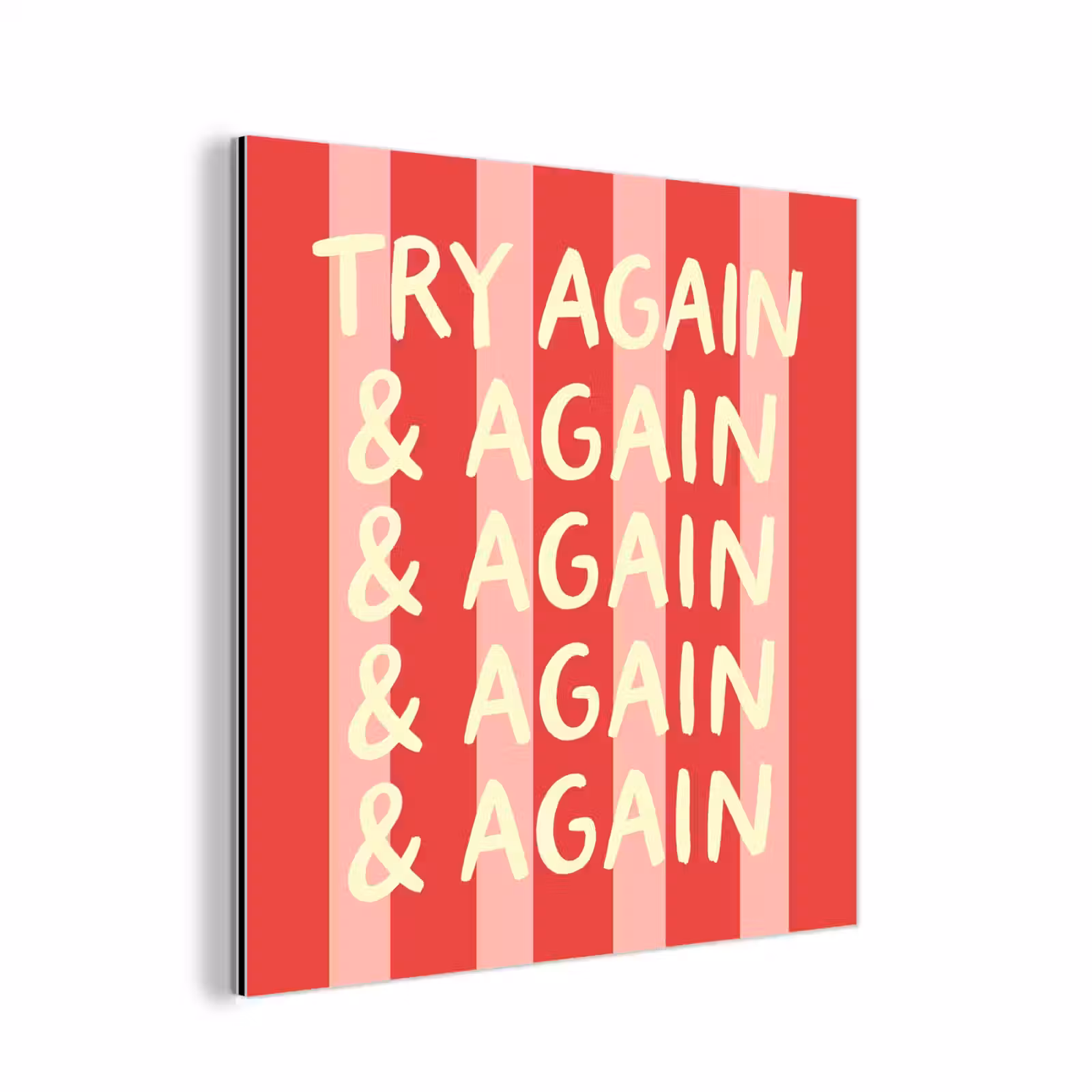 Aluminium schilderij - Strepen - Rood - Try again — 1