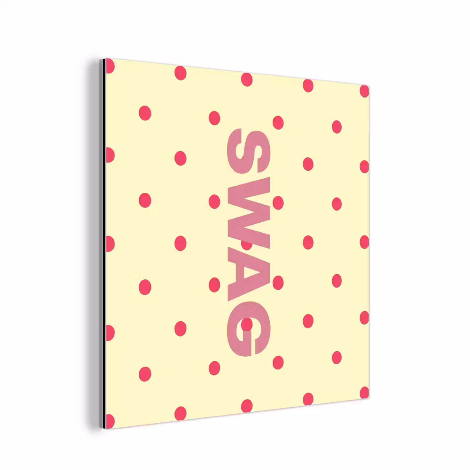 Aluminium schilderij - Swag - Roze - Stippen - Geel — 1