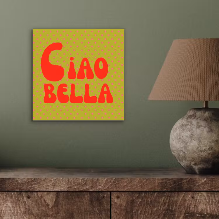 Aluminium schilderij - Ciao bella - Rood - Groen - Stippen — 3