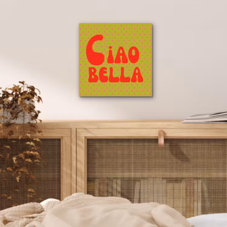 Aluminium schilderij - Ciao bella - Rood - Groen - Stippen — 4