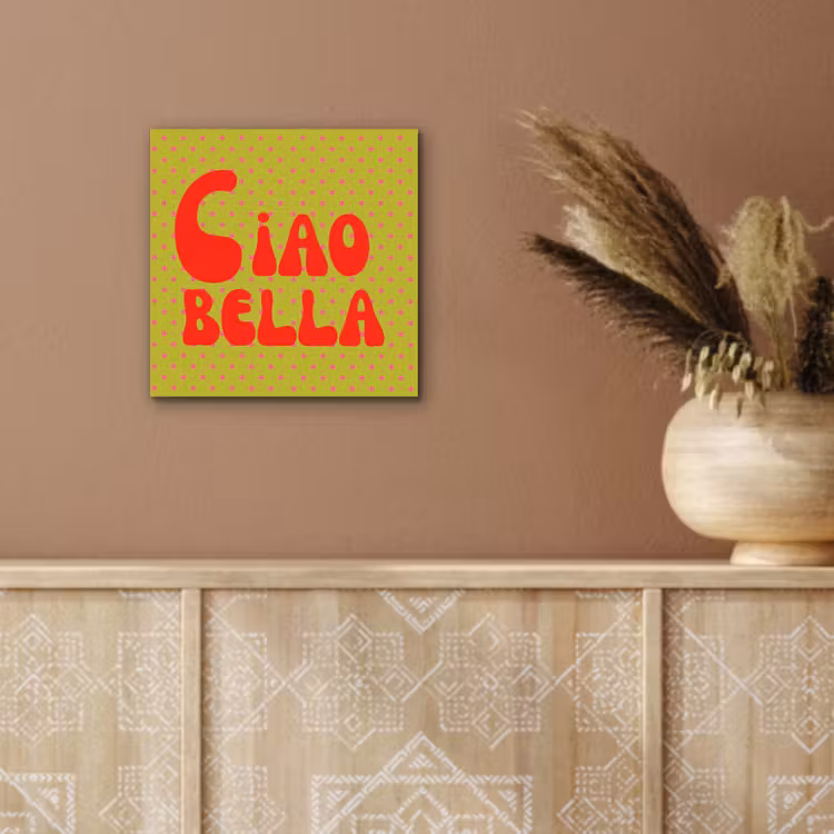Aluminium schilderij - Ciao bella - Rood - Groen - Stippen — 5