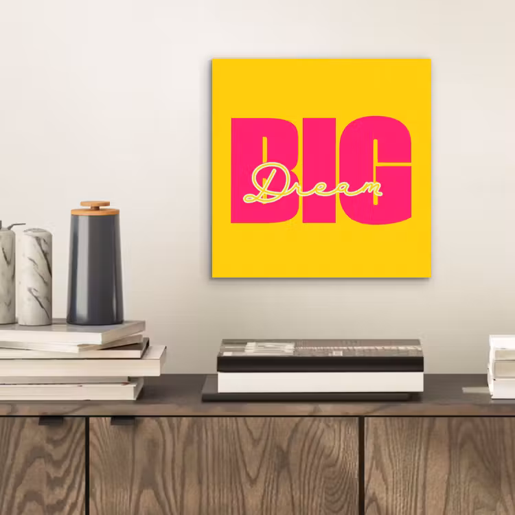 Aluminium schilderij - Dream big - Geel - Roze — 2