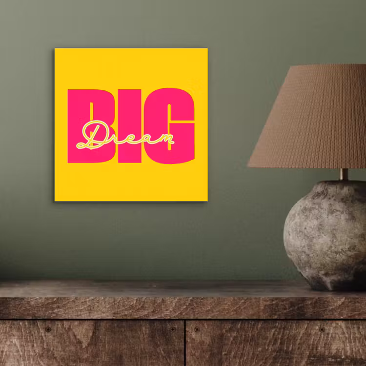 Aluminium schilderij - Dream big - Geel - Roze — 3