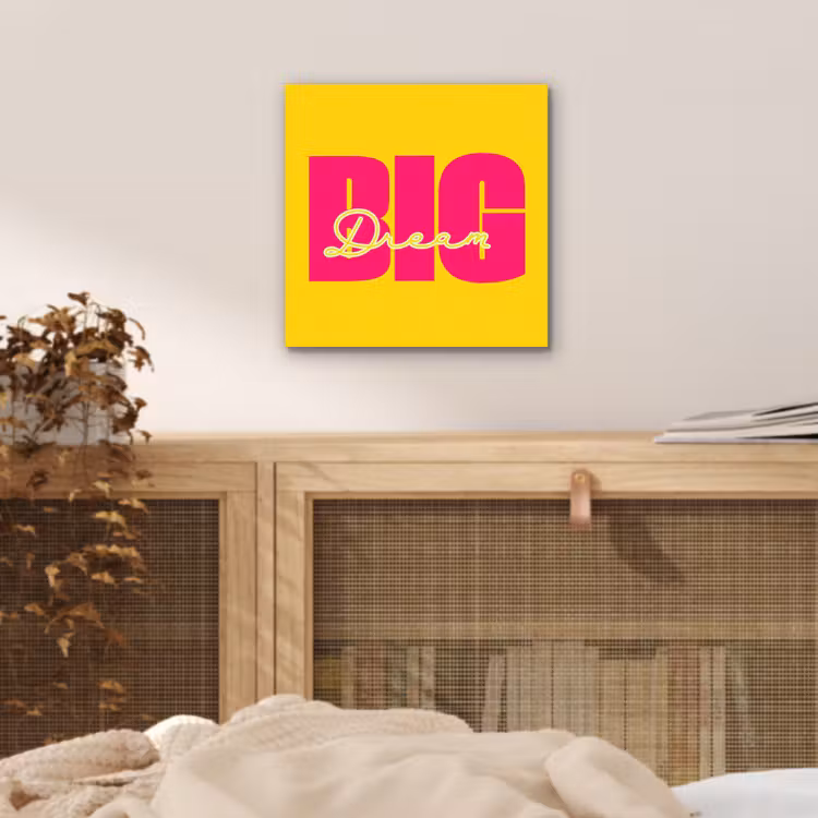 Aluminium schilderij - Dream big - Geel - Roze — 4