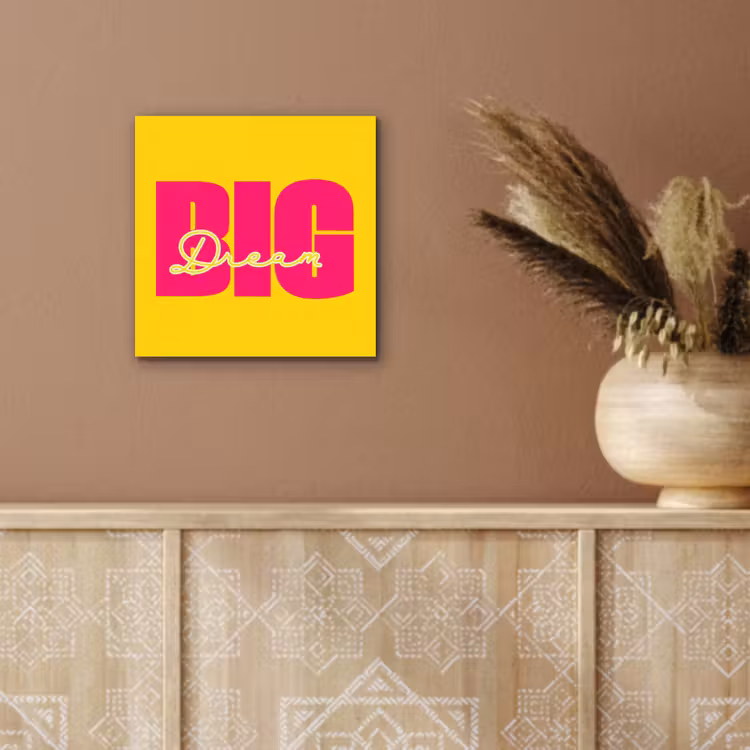 Aluminium schilderij - Dream big - Geel - Roze — 5