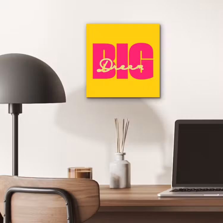 Aluminium schilderij - Dream big - Geel - Roze — 6