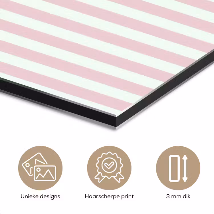 Aluminium schilderij - Focus on the good - Strepen - Roze - Smiley — 7