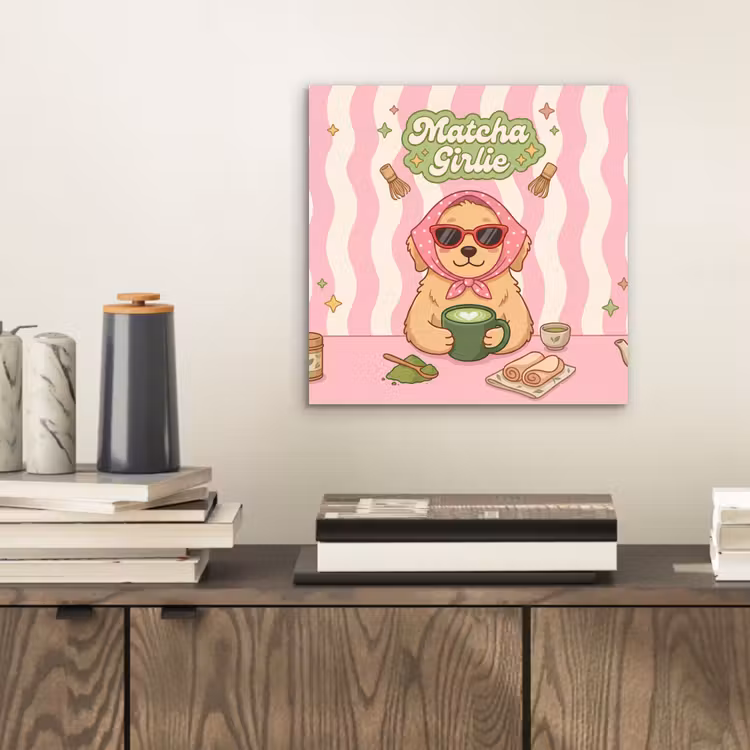 Aluminium schilderij - Matcha - Hond - Roze - Groen — 2