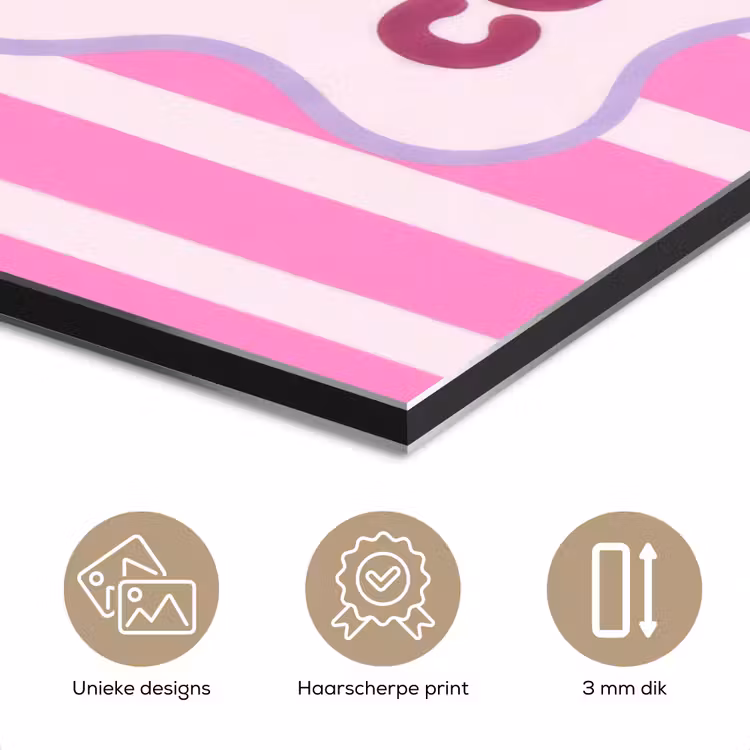 Aluminium schilderij - More coffee - Roze - Paars - Strepen - Mok — 7