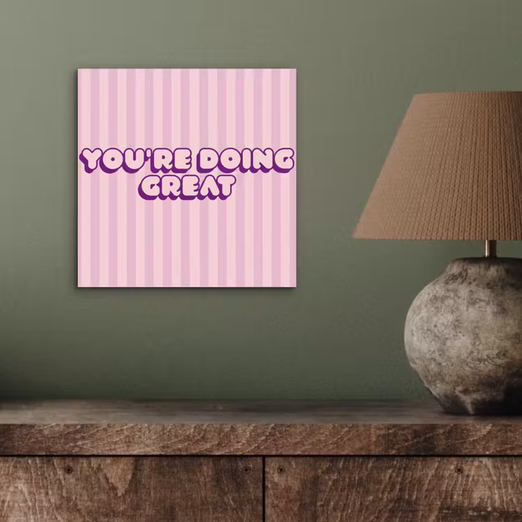 Aluminium schilderij - Paars - Strepen - You're doing great - Schaduw — 3