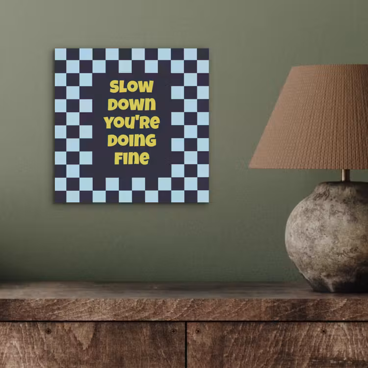 Aluminium schilderij - Patroon - Geblok - Blauw - Slow down you're doing fine — 3