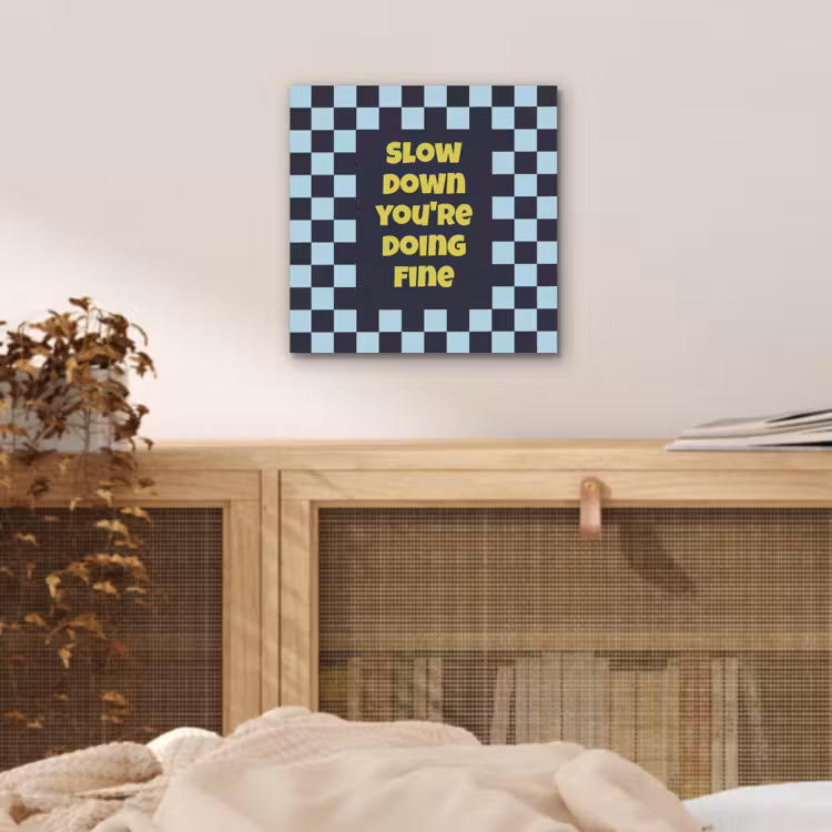 Aluminium schilderij - Patroon - Geblok - Blauw - Slow down you're doing fine — 4