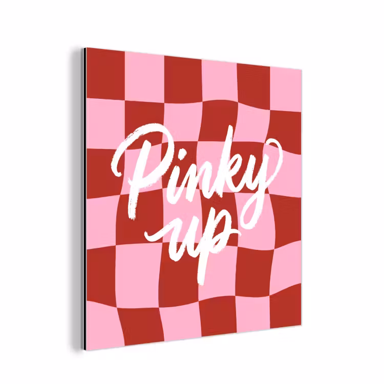 Aluminium schilderij - Pinky up - Geblokt - Bordeauxrood — 1