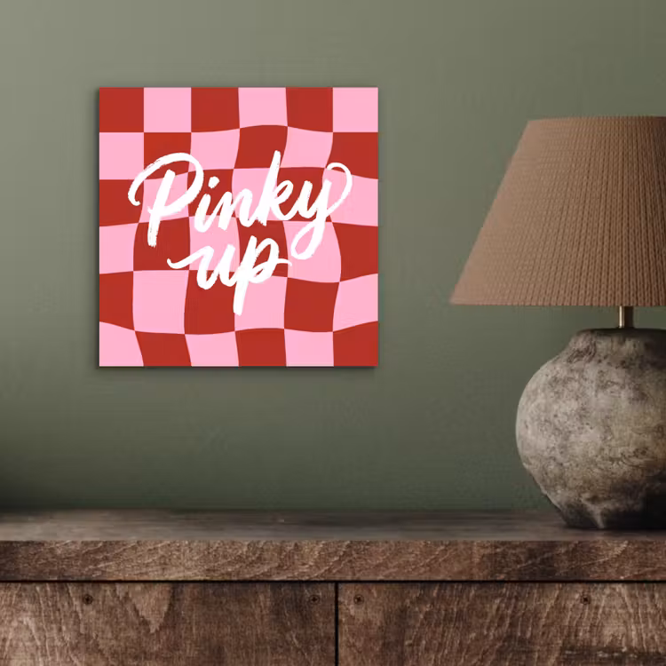 Aluminium schilderij - Pinky up - Geblokt - Bordeauxrood — 3