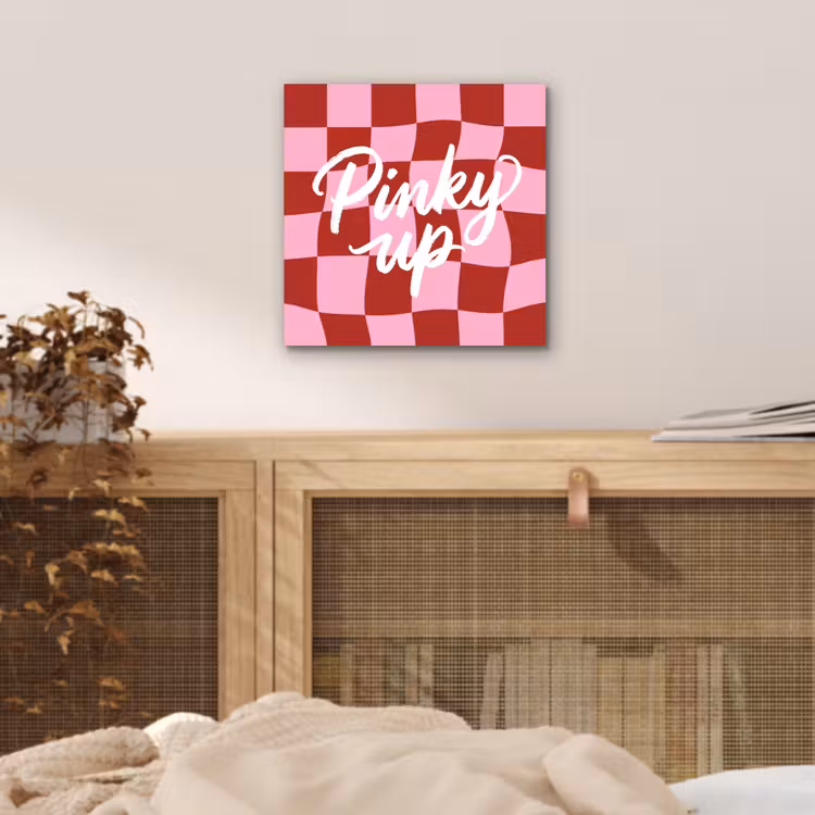 Aluminium schilderij - Pinky up - Geblokt - Bordeauxrood — 4