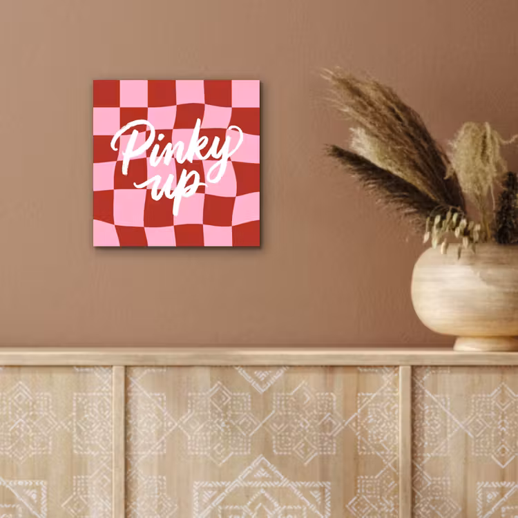 Aluminium schilderij - Pinky up - Geblokt - Bordeauxrood — 5