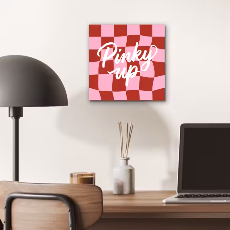 Aluminium schilderij - Pinky up - Geblokt - Bordeauxrood — 6