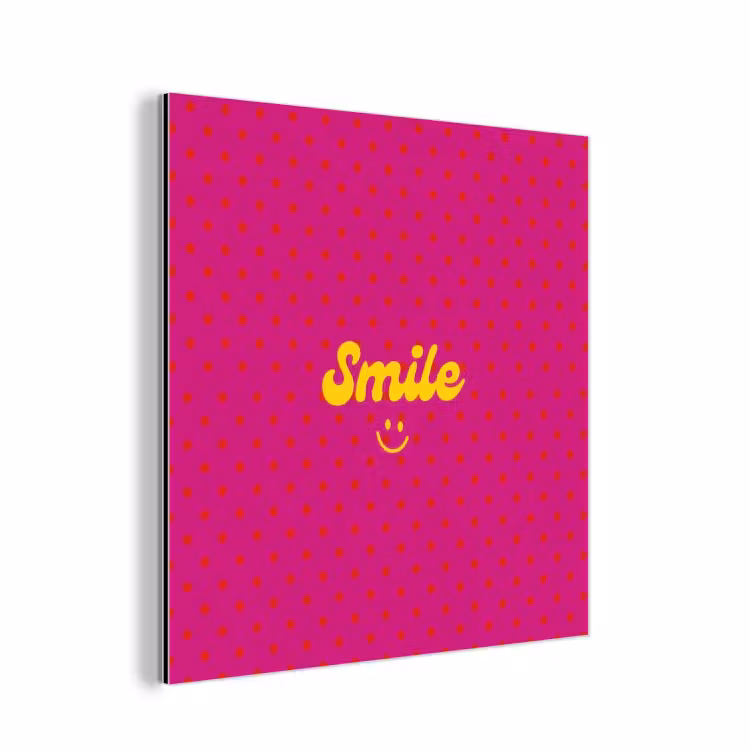 Aluminium schilderij - Smile - Stippen - Roze — 1