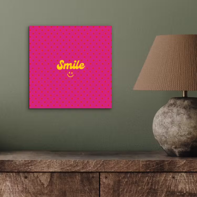 Aluminium schilderij - Smile - Stippen - Roze — 3