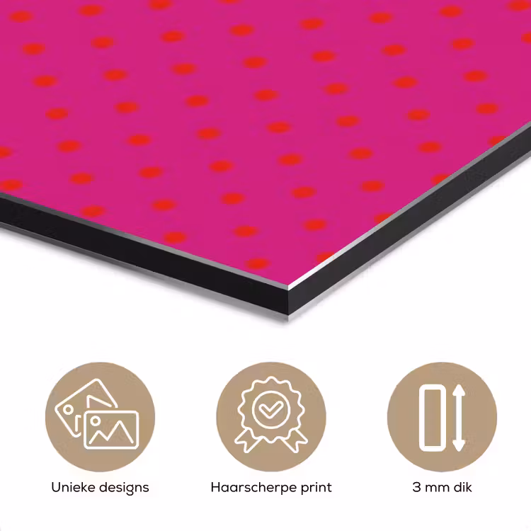 Aluminium schilderij - Smile - Stippen - Roze — 7