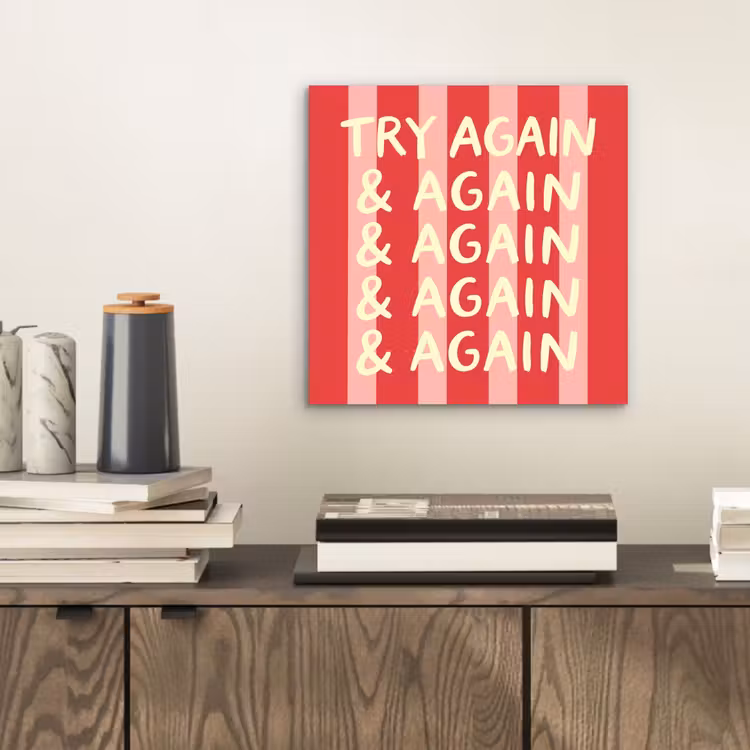 Aluminium schilderij - Strepen - Rood - Try again — 2