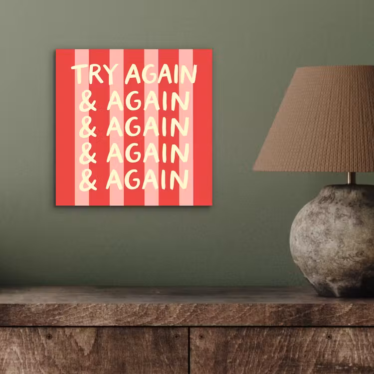 Aluminium schilderij - Strepen - Rood - Try again — 3