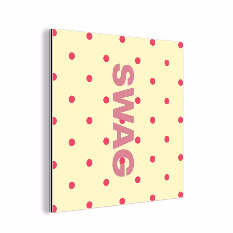 Aluminium schilderij - Swag - Roze - Stippen - Geel — 1