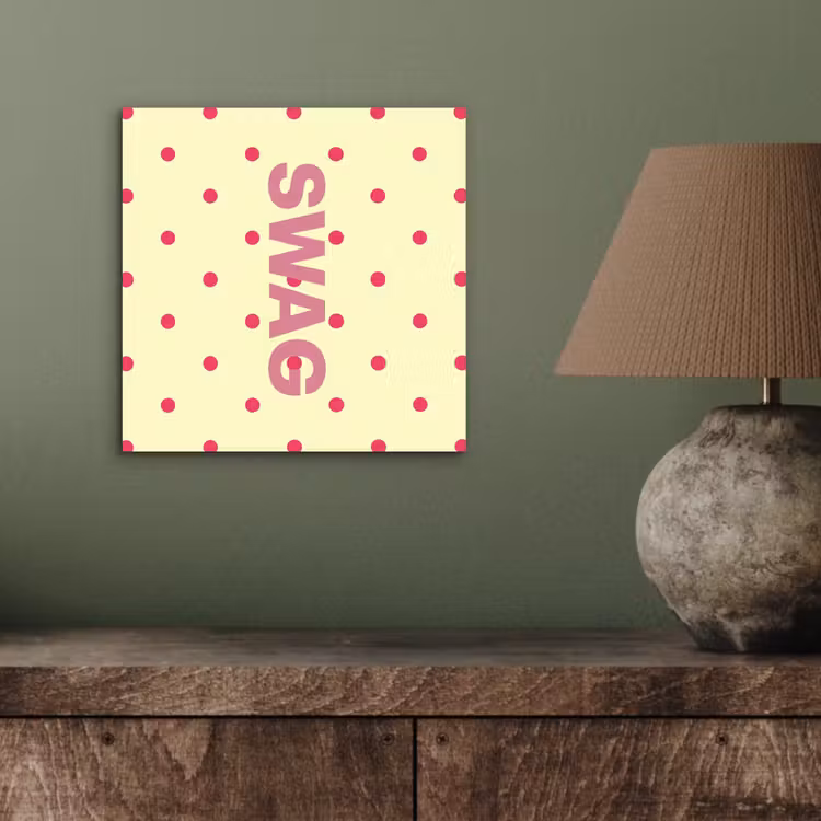 Aluminium schilderij - Swag - Roze - Stippen - Geel — 3
