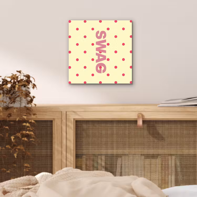 Aluminium schilderij - Swag - Roze - Stippen - Geel — 4