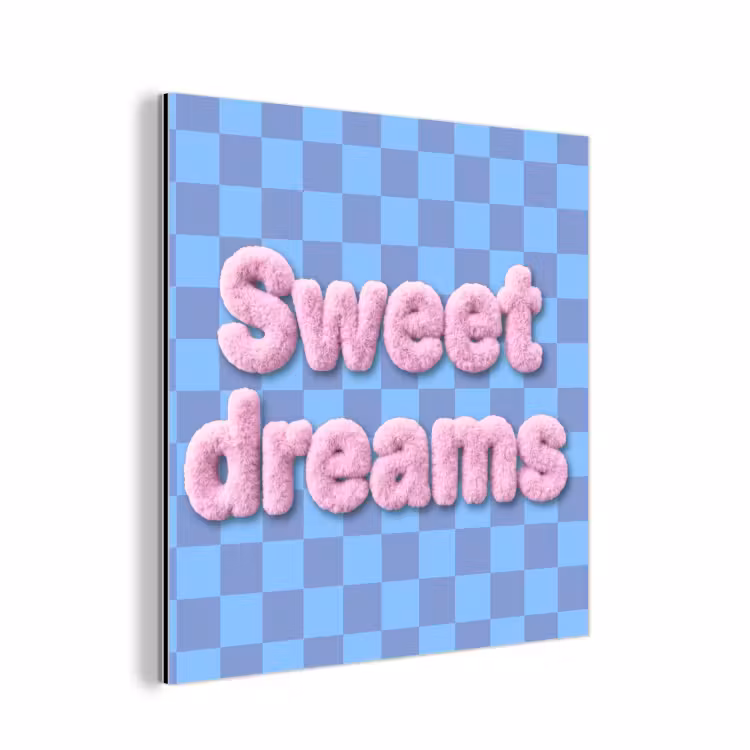 Aluminium schilderij - Sweet dreams - Vierkanten - Roze - Blauw — 1