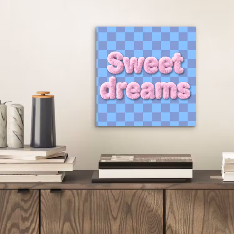Aluminium schilderij - Sweet dreams - Vierkanten - Roze - Blauw — 2