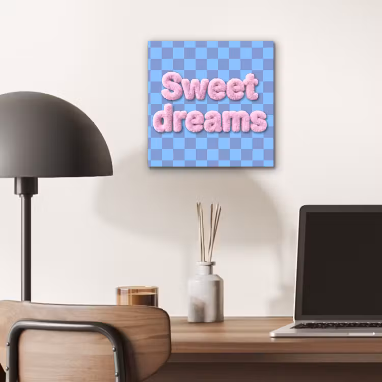 Aluminium schilderij - Sweet dreams - Vierkanten - Roze - Blauw — 6