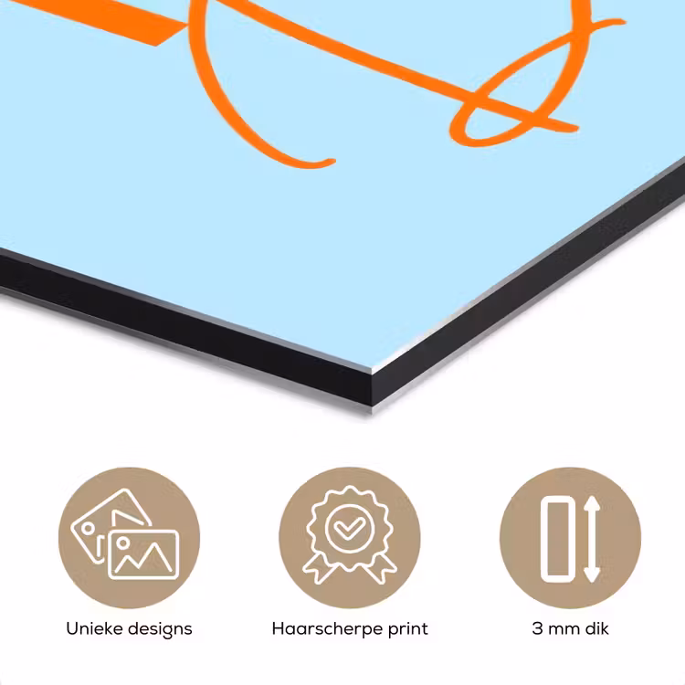 Aluminium schilderij - Blauw - Oranje - Tekst — 7