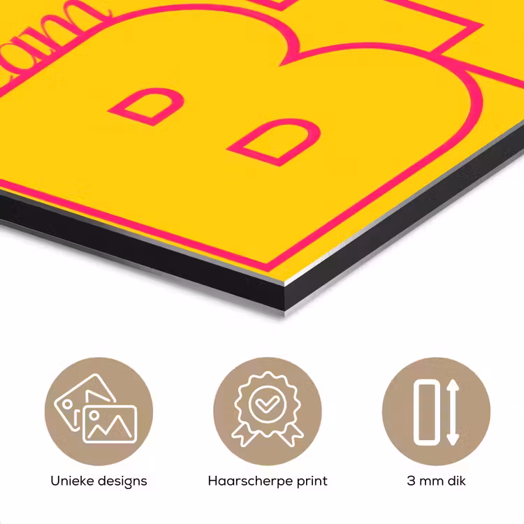 Aluminium schilderij - Dream big - Geel - Grafisch — 7