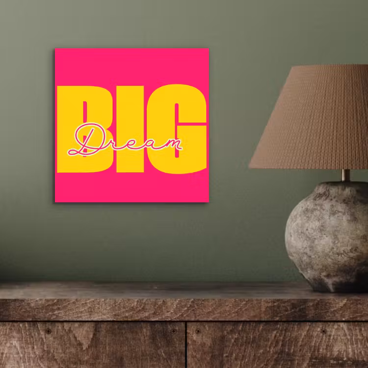 Aluminium schilderij - Dream big - Roze - Geel - Minimalistisch — 3