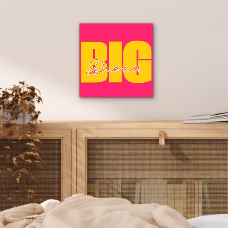 Aluminium schilderij - Dream big - Roze - Geel - Minimalistisch — 4